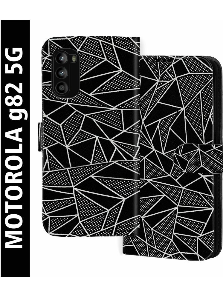     			Knotyy Black Flip Cover Artificial Leather Compatible For Motorola Moto G82 5G ( Pack of 1 )