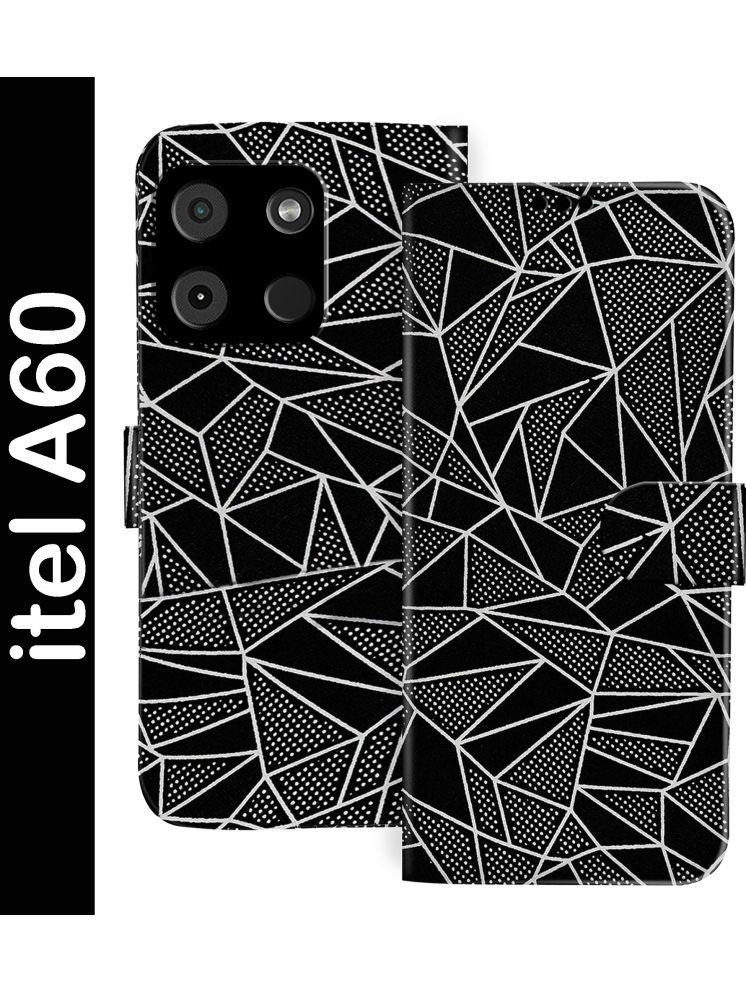     			Knotyy Black Flip Cover Artificial Leather Compatible For itel A60 ( Pack of 1 )