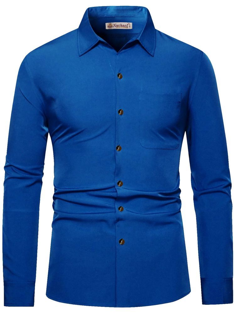     			Navkanj Cotton Slim Fit Full Sleeves Men's Formal Shirt - Blue ( Pack of 1 )