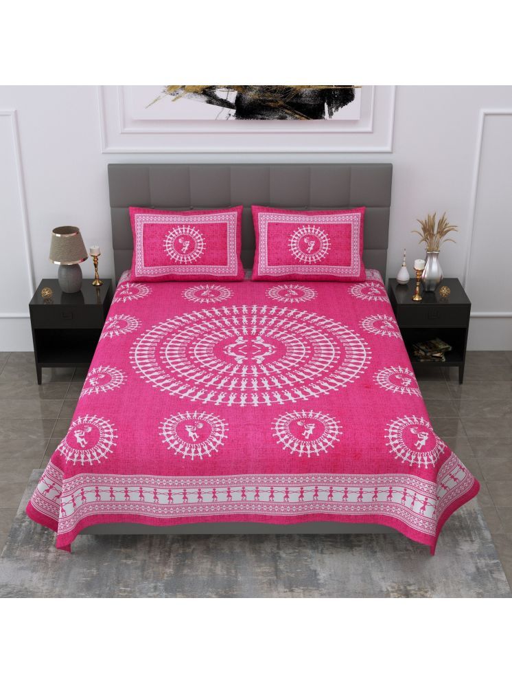     			PETROSOLY Cotton 1 Double Bedsheet with 2 Pillow Covers ( Pink )