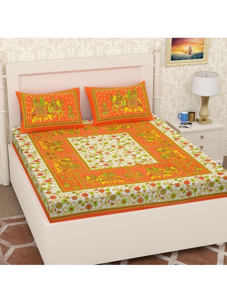     			PETROSOLY Cotton 1 Double Queen Bedsheet with 2 Pillow Covers ( Orange )