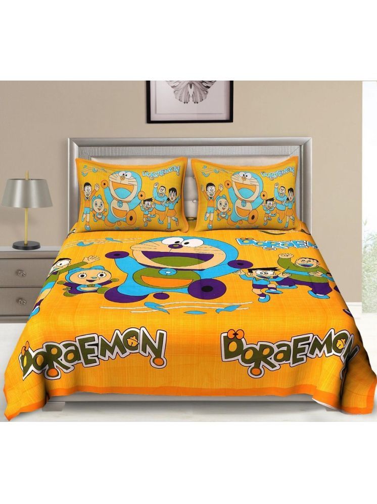     			PETROSOLY Cotton 1 Double Queen Bedsheet with 2 Pillow Covers ( Yellow )