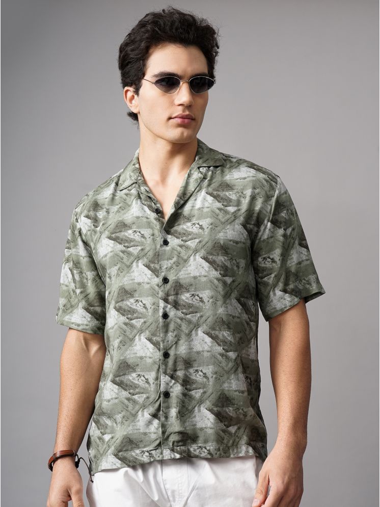     			Paul Street Rayon Regular Fit Printed Half Sleeves Men's Casual Shirt - Green ( Pack of 1 )