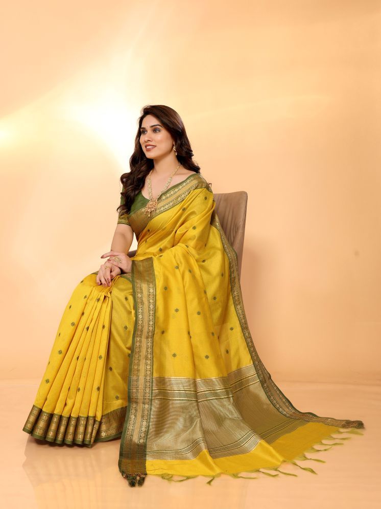     			Sidhidata Pack of 1 Cotton Silk Woven Saree With Blouse Piece ( Mustard )