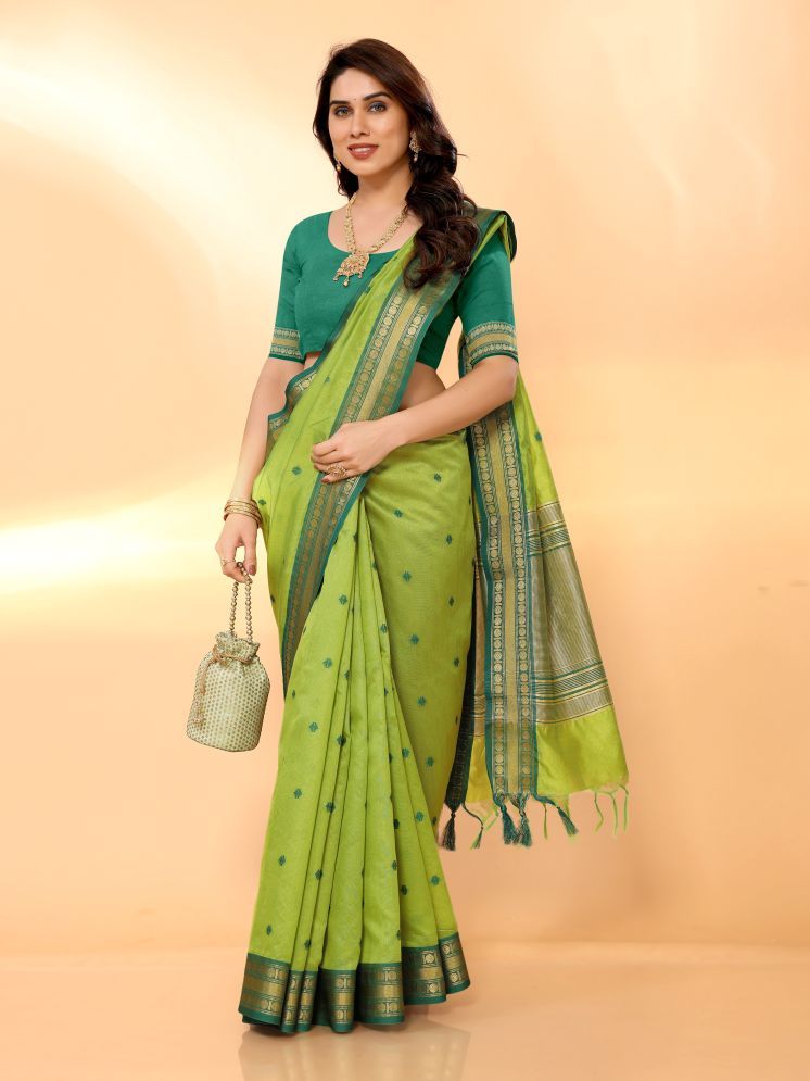     			Sidhidata Pack of 1 Cotton Silk Woven Saree With Blouse Piece ( Light Green )