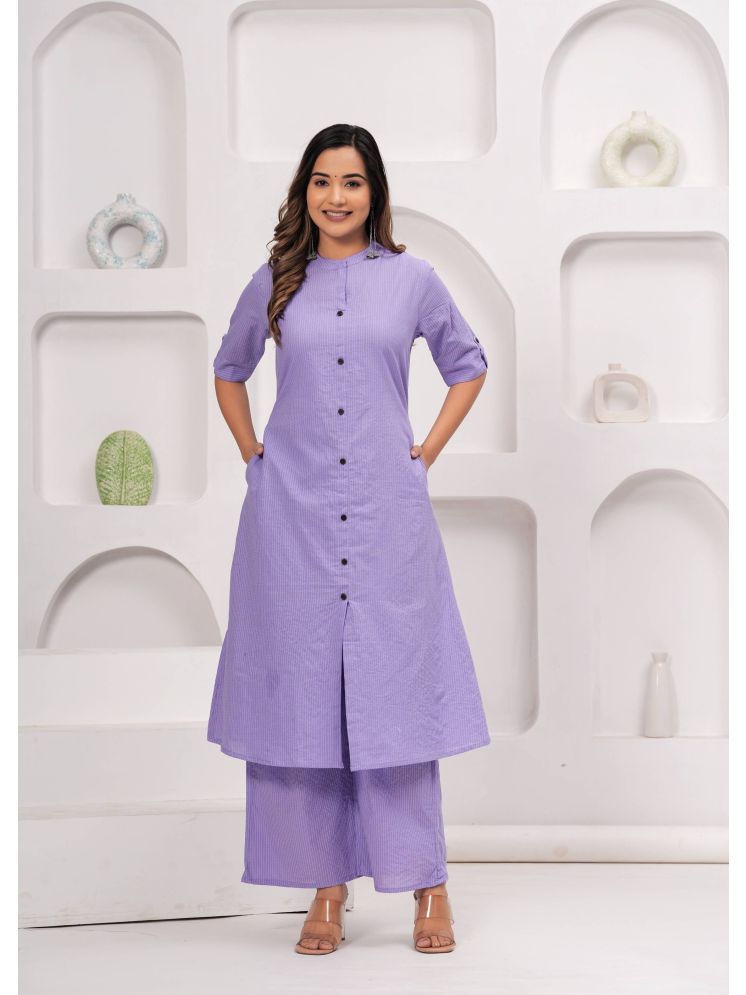     			URBAN JAIPUR Pack of 1 Cotton Printed A-line Women's Kurti - ( Purple )