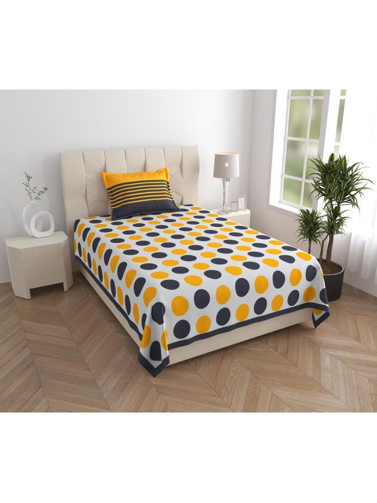     			Uniqchoice Cotton 1 Single Bedsheet with 1 Pillow Cover ( Yellow )