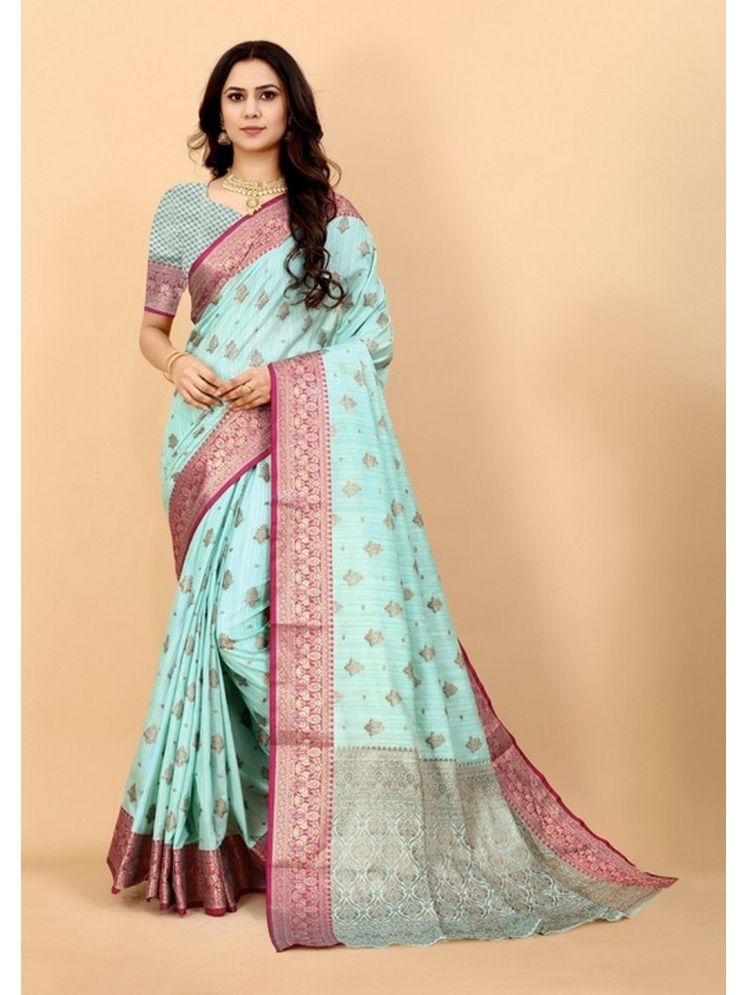     			Varni Fabrics Pack of 1 Silk Embellished Saree With Blouse Piece ( Light Blue )