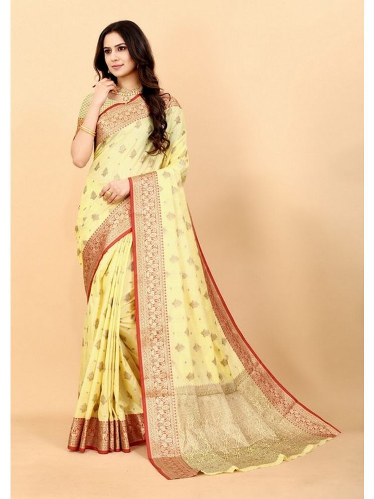     			Varni Fabrics Pack of 1 Silk Embellished Saree With Blouse Piece ( Yellow )