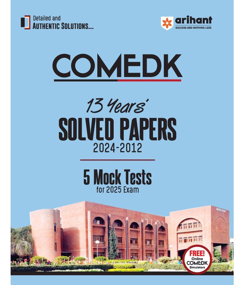     			Arihant COMEDK 13 Years' Solved Paper (2024-2012) | 5 Mocks Tests for 2025 Exam