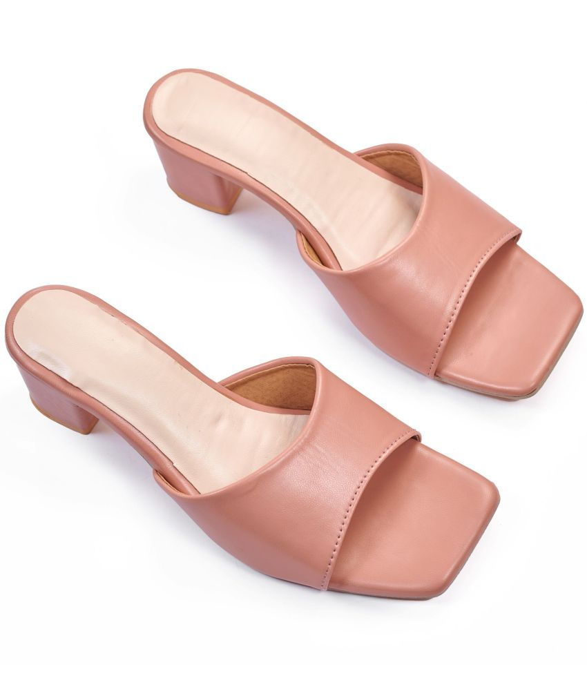     			Ravis Peach Women's Slip On Heels