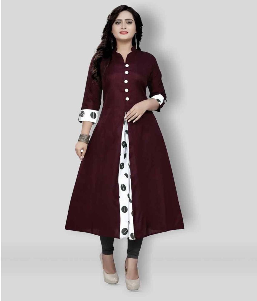     			VINHSCAPE Pack of 1 Cotton Embroidered Anarkali Women's Kurti - ( Multicolor )