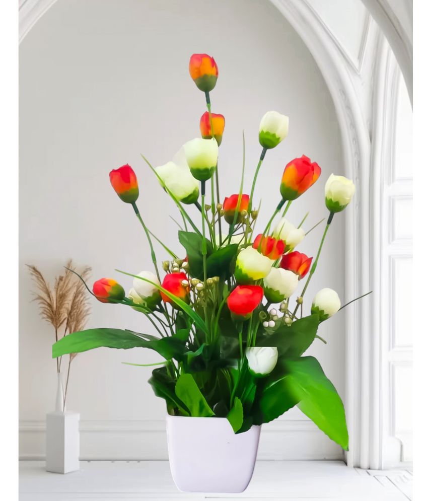     			zonezer - Multicolor Tulip Artificial Flowers with Basket ( Pack of 1 )