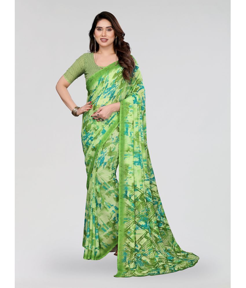     			ANAND SAREES Pack of 1 Georgette Printed Saree With Blouse Piece ( Green )