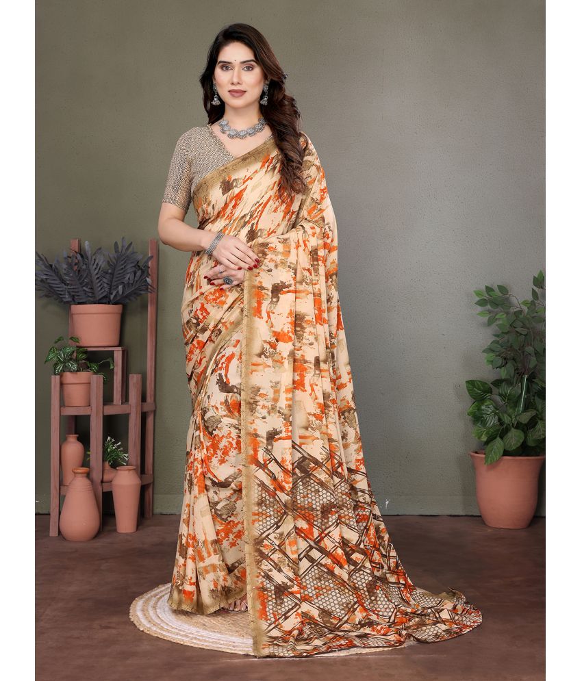     			ANAND SAREES Pack of 1 Georgette Printed Saree With Blouse Piece ( Cream )