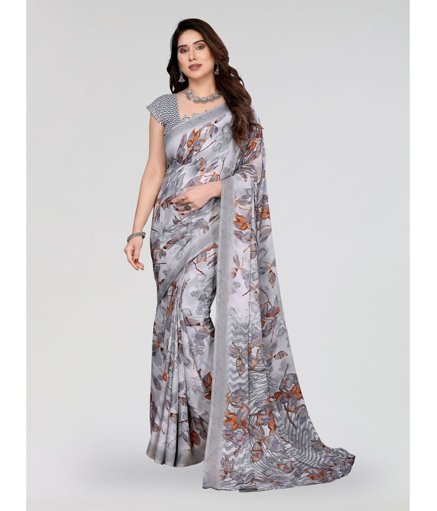     			ANAND SAREES Pack of 1 Georgette Printed Saree With Blouse Piece ( Grey )