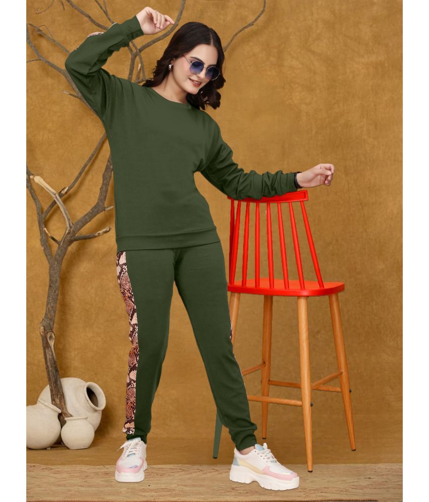     			INFRIM Green Cotton Blend Striped Tracksuit - Pack of 1