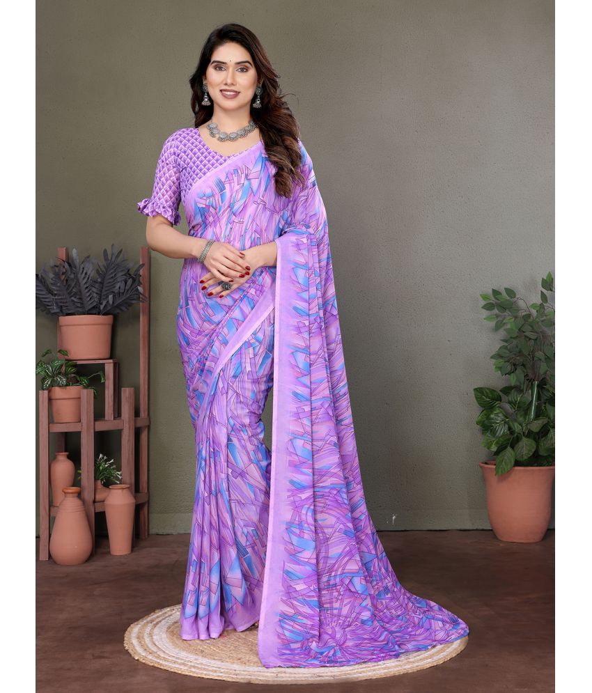     			Kashvi Sarees Pack of 1 Georgette Printed Saree With Blouse Piece ( Purple )