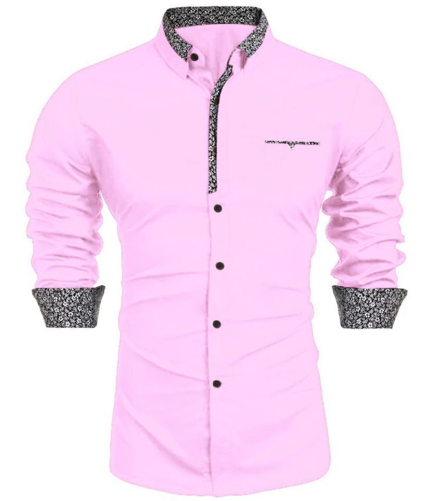     			WEBRIC Cotton Blend Regular Fit Solids Full Sleeves Men's Casual Shirt - Pink ( Pack of 1 )