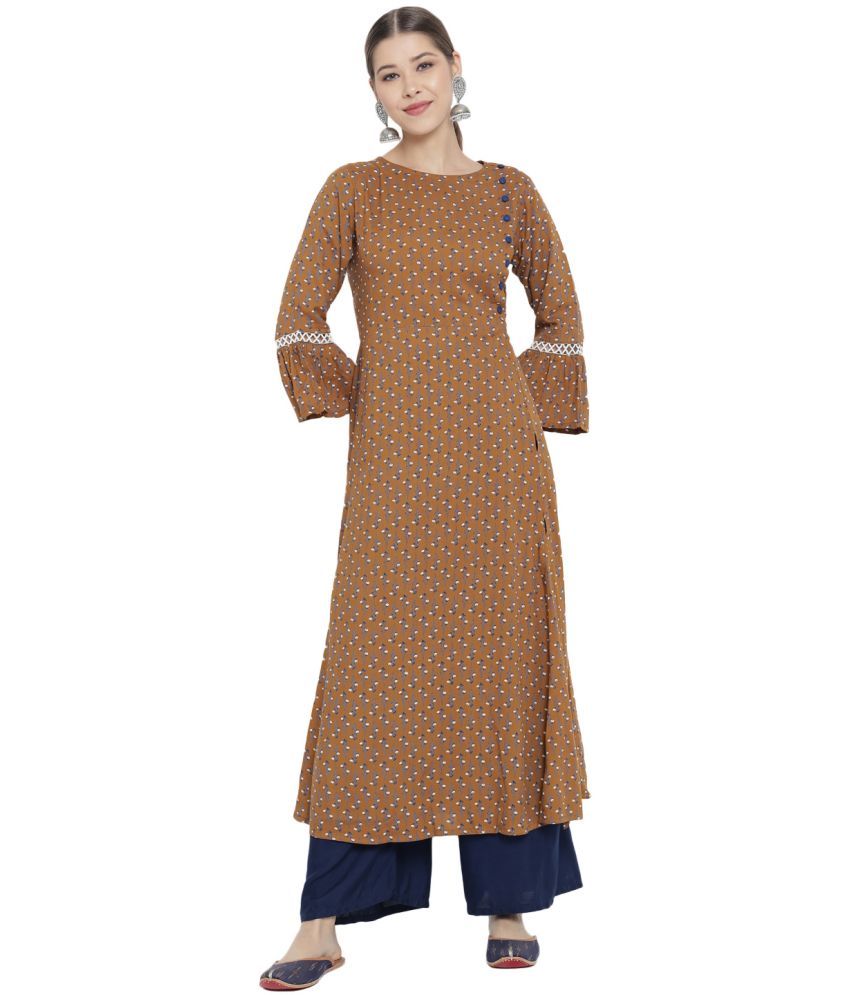     			Yash Gallery Pack of 1 Rayon Printed A-line Women's Kurti - ( Brown )