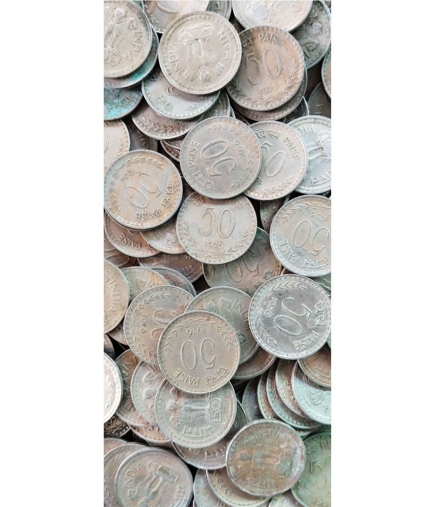     			50 Paisa Copper Nickel Circulated Condition 1972 - 1983 Mixed Year 50 PCS Lot