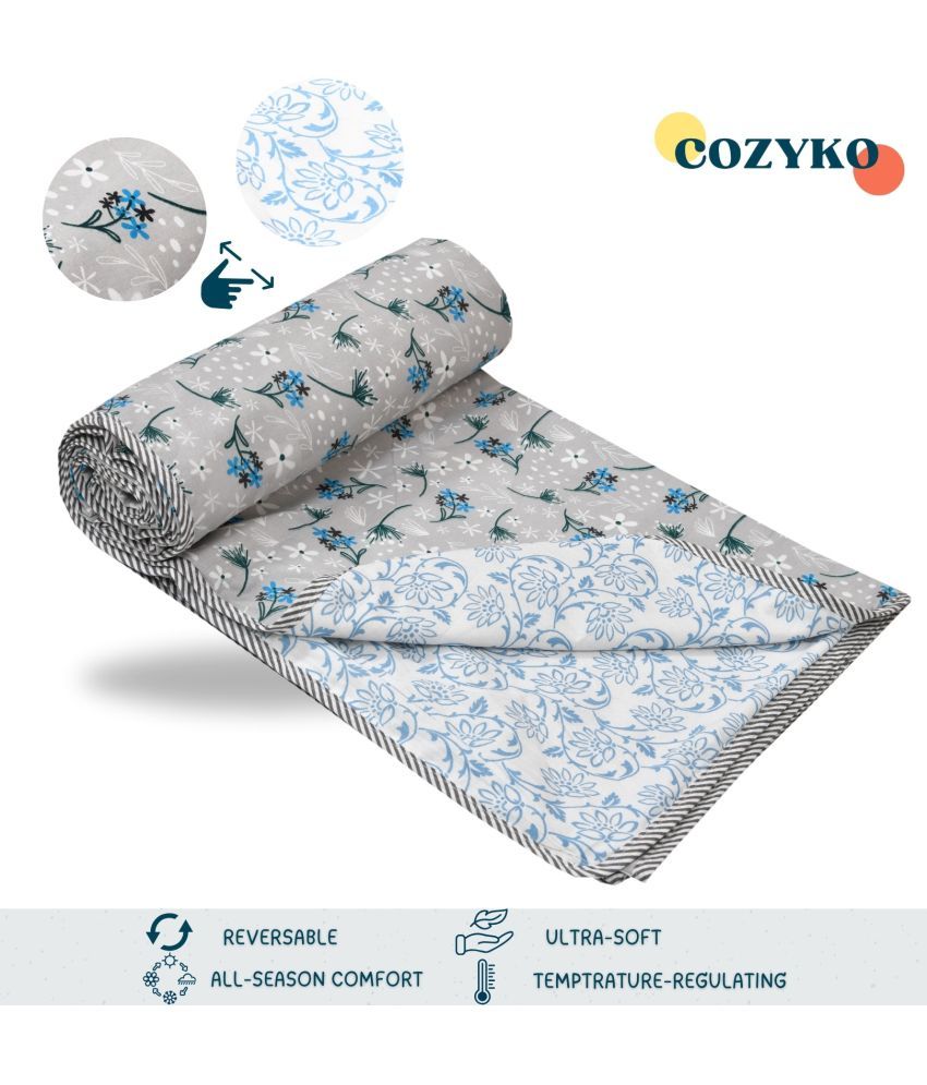     			COZYKO Cotton Printed Single Bed Dohar - Blue ( )