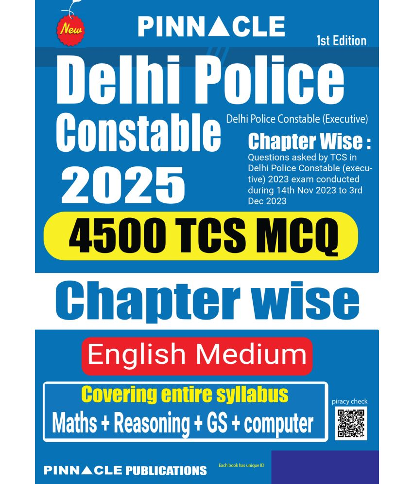     			Delhi Police Constable  2025 : 4500 TCS MCQ Chapter wise 1st edition English medium