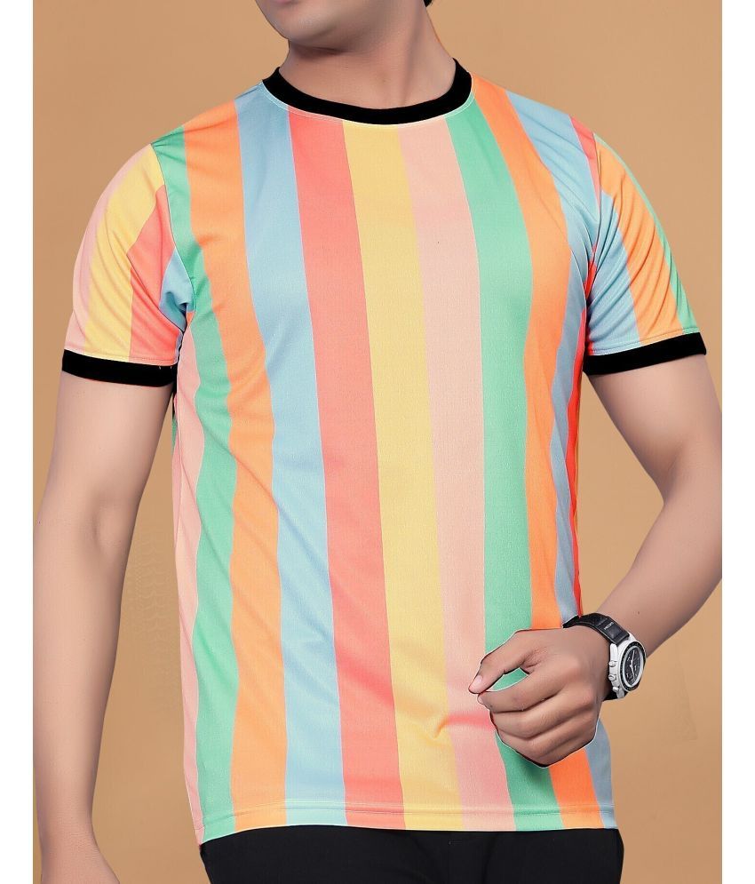     			FABRIPPLE Polyester Regular Fit Printed Half Sleeves Men's Round T-Shirt - Multicolor ( Pack of 1 )