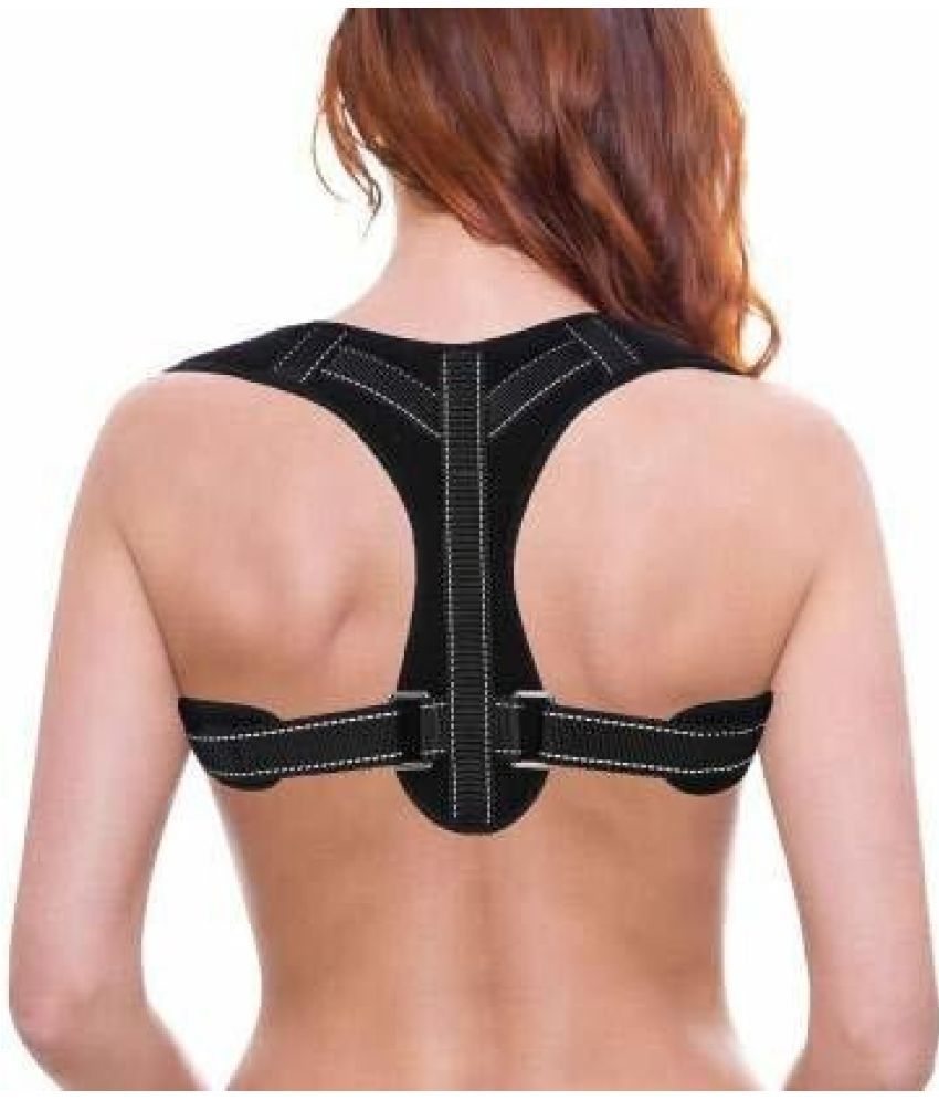     			FAZTER Unisex Posture Corrector With Metallic Plate/Adjustable Upper Back Clavicle Brace Posture Corrector (Black)