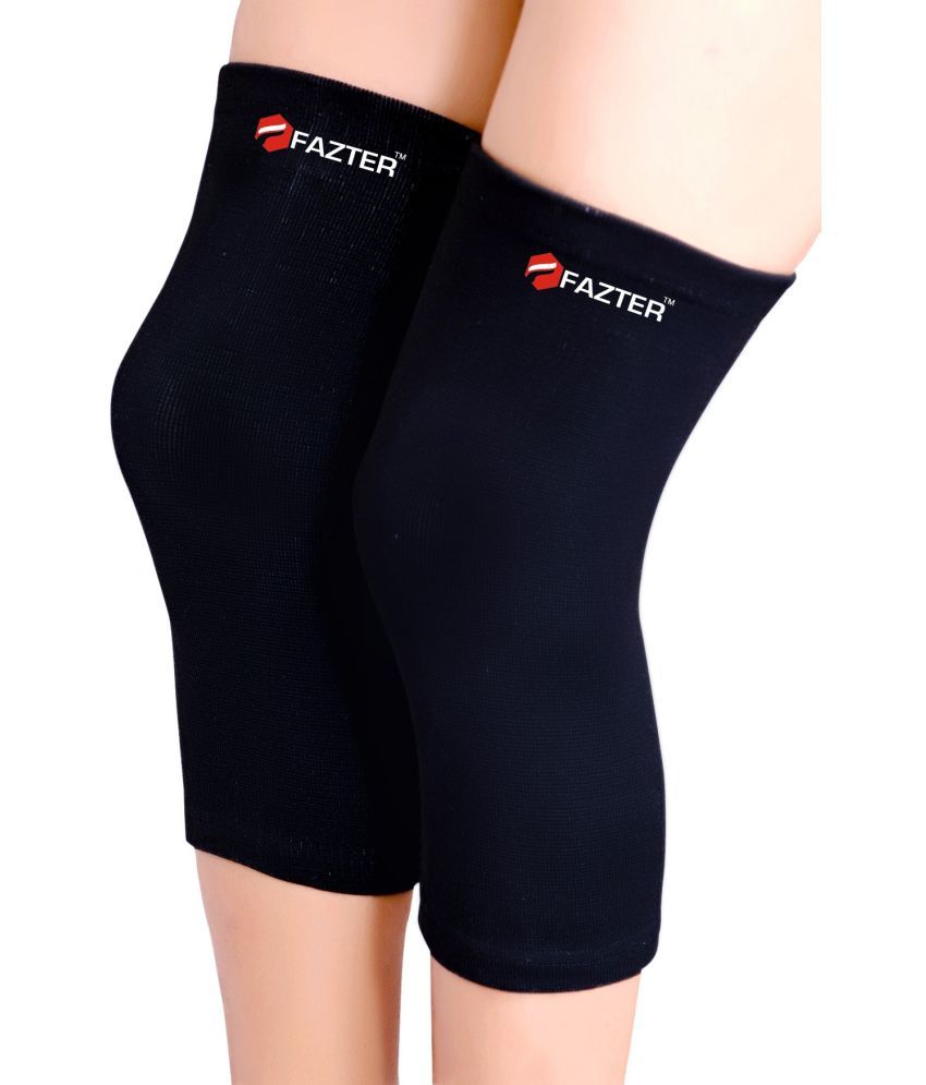     			FAZTER Unisex Stretchable Compression Knee Cap Brace For Joint Pain Relief (Pair) Knee Support (Black)