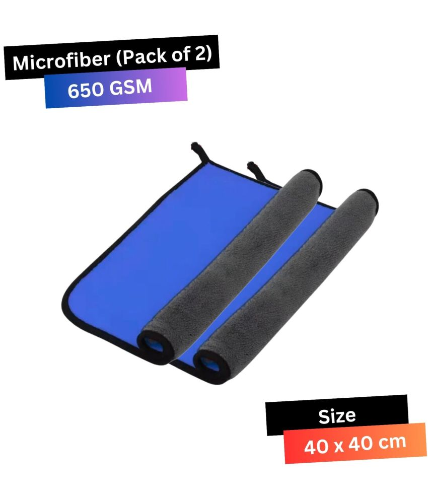     			KLEANSHINE Blue 650 GSM Microfiber Cloth For Automobile ( Pack of 2 )