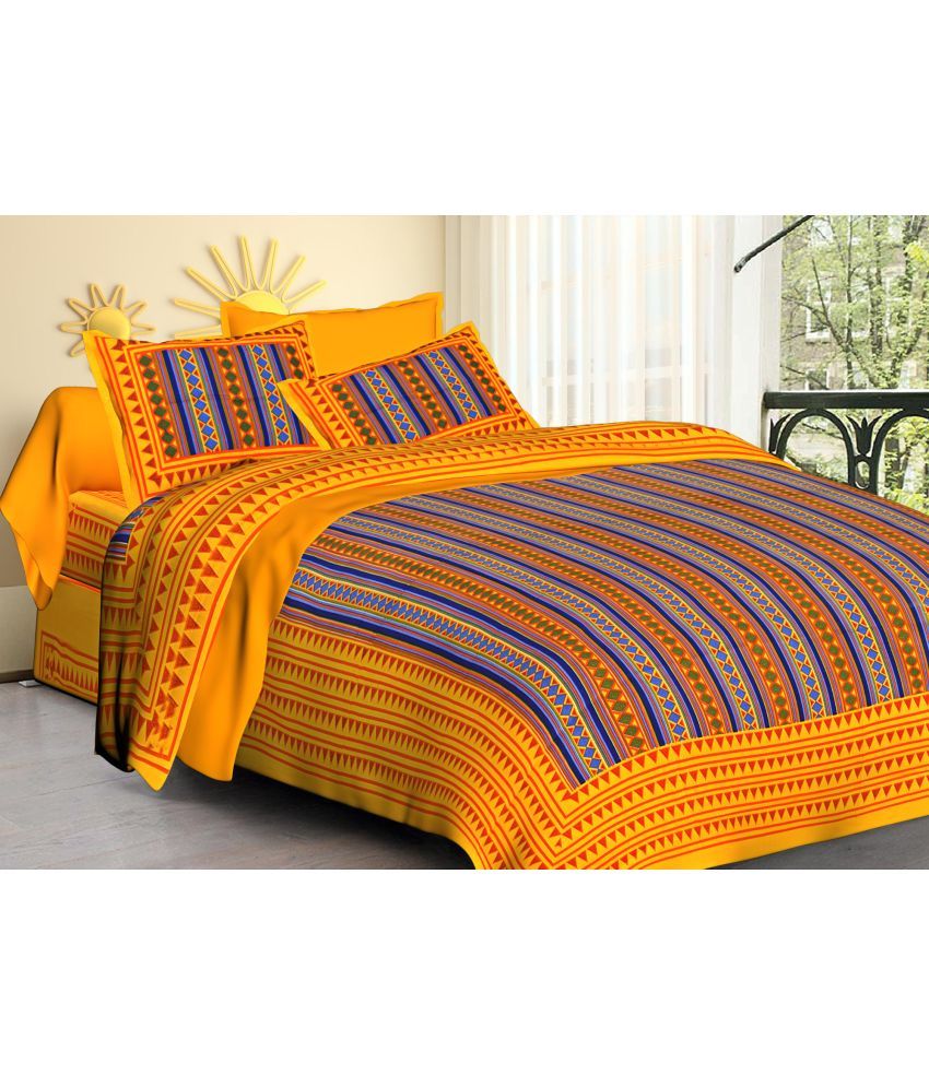     			Majestic Cotton 1 Double Bedsheet with 2 Pillow Covers ( Yellow )