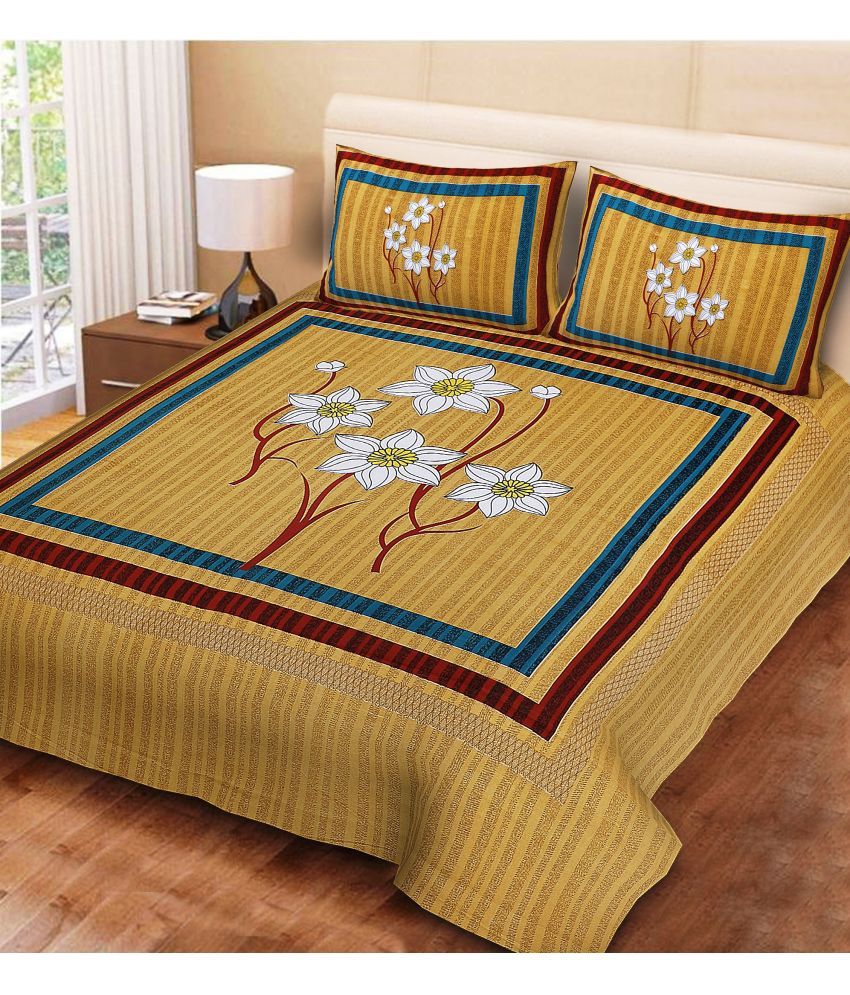     			Majestic Cotton 1 Double Bedsheet with 2 Pillow Covers ( Brown )