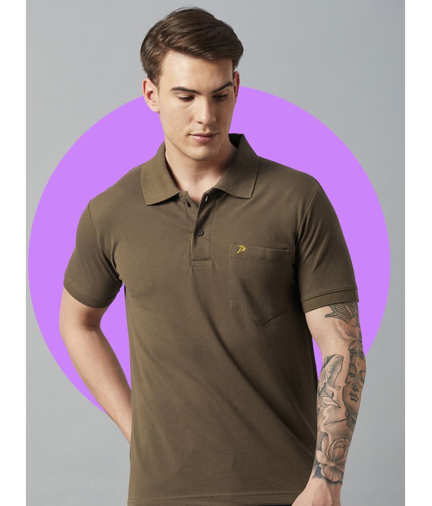     			Promount Pack of 1 Cotton Blend Regular Fit Solid Half Sleeves Men's Polo T Shirt ( Olive )