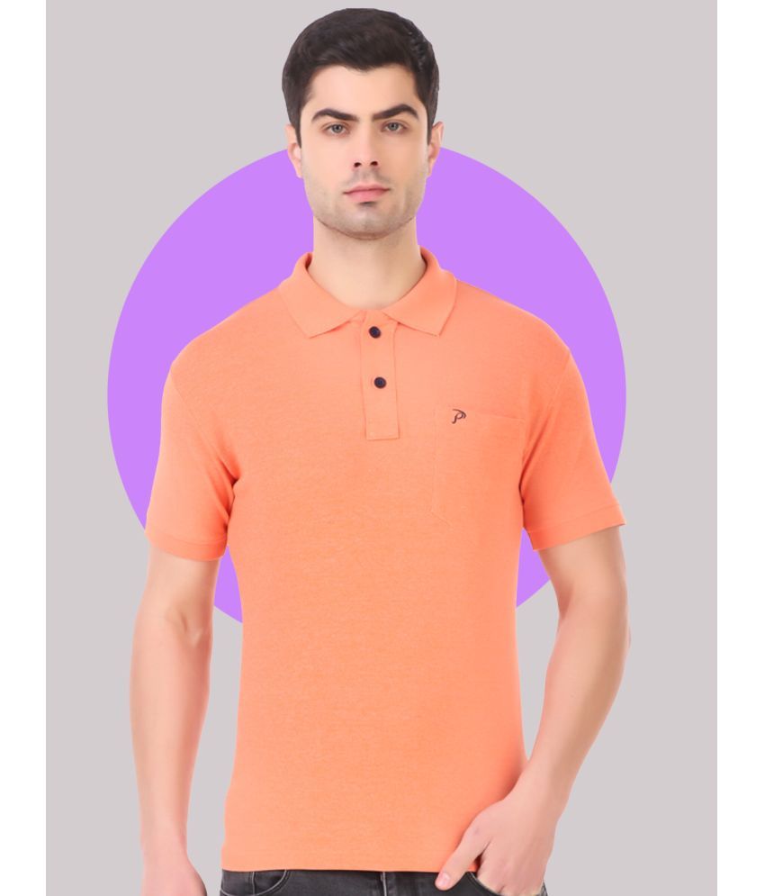     			Promount Pack of 1 Cotton Blend Regular Fit Solid Half Sleeves Men's Polo T Shirt ( Orange )