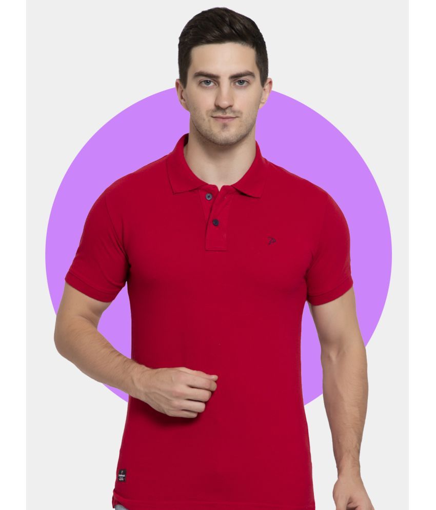     			Promount Pack of 1 Cotton Blend Regular Fit Solid Half Sleeves Men's Polo T Shirt ( Red )