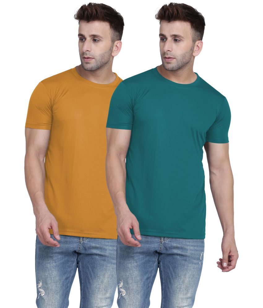     			TQH Polyester Slim Fit Solid Half Sleeves Men's Round T-Shirt - Multicolor1 ( Pack of 2 )