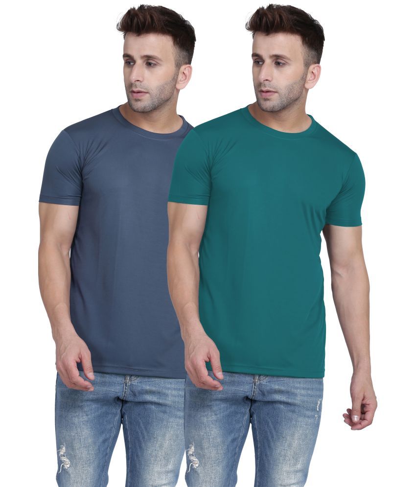     			TQH Polyester Slim Fit Solid Half Sleeves Men's Round T-Shirt - Multicolor12 ( Pack of 2 )