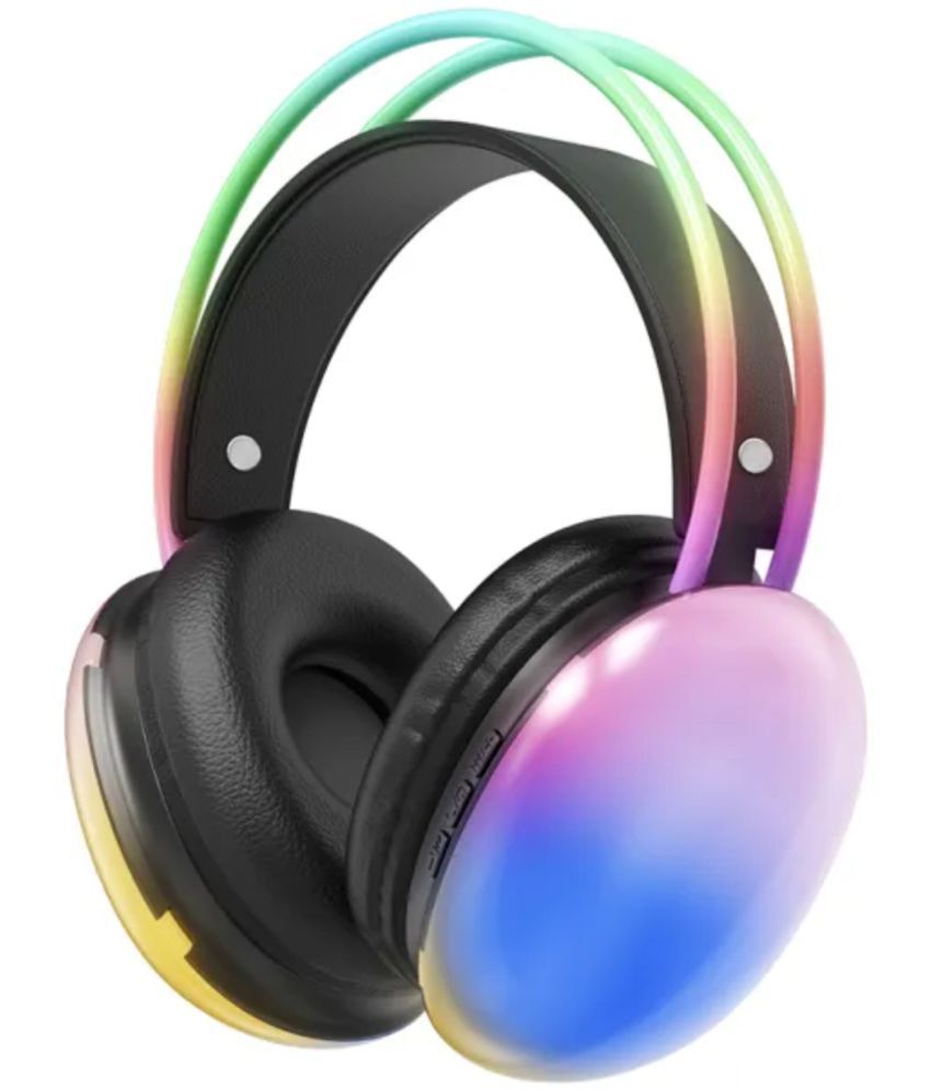     			VEhop B30 RGB LIGHT Bluetooth Bluetooth Headphone Over Ear 10 Hours Playback Adjustable length IPX4(Splash & Sweat Proof) Black