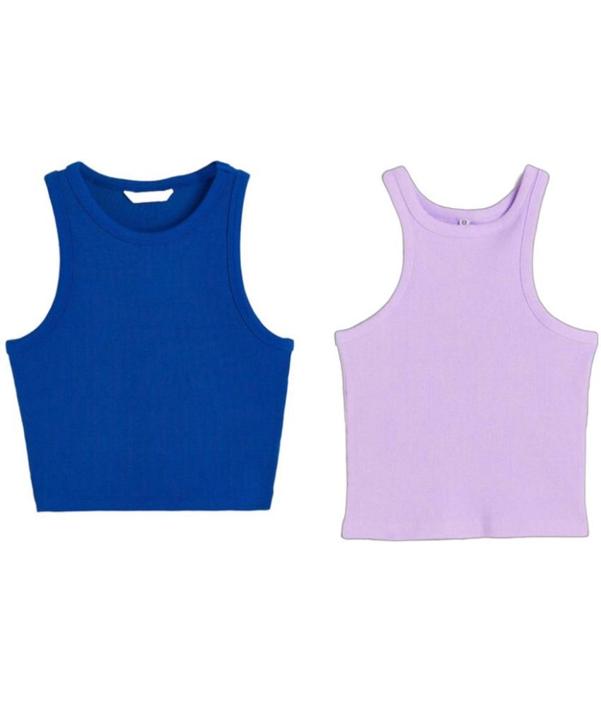     			holdvalley Purple Cotton Blend Women's Crop Top ( Pack of 2 )