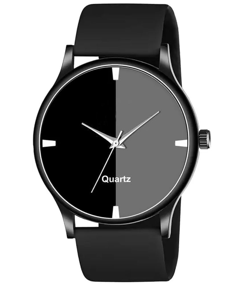     			niyatifab Black Silicon Analog Men's Watch