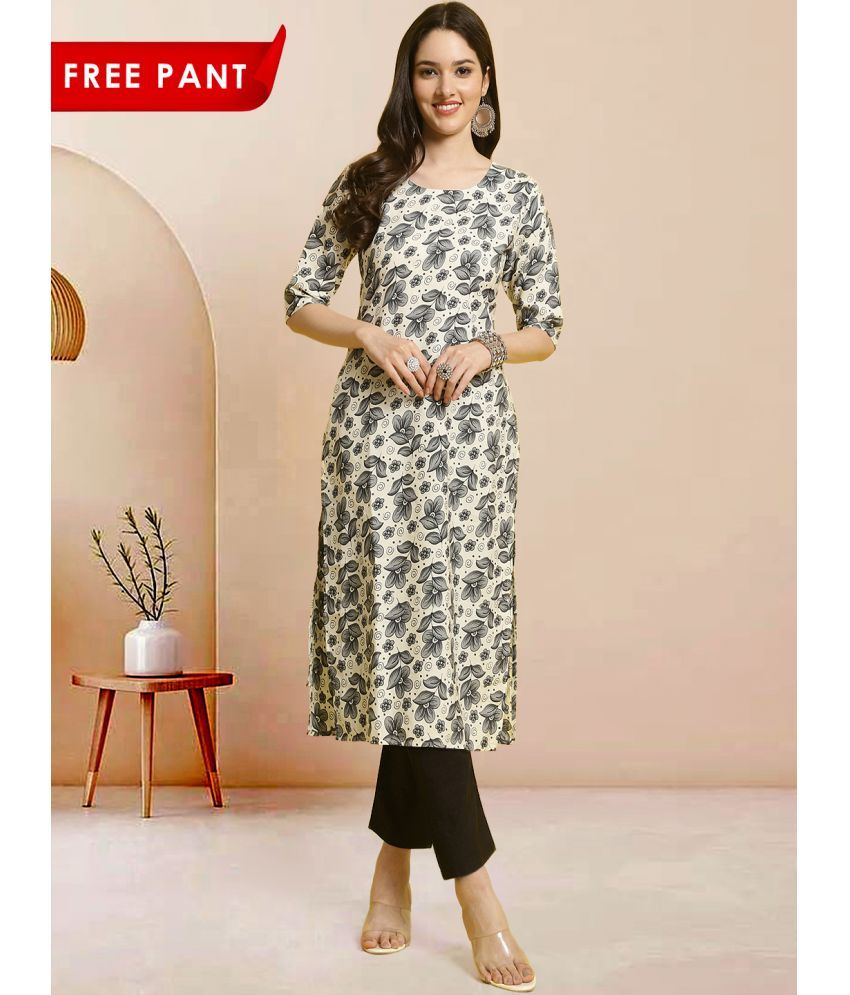     			1 Stop Fashion Pack of 1 Crepe Printed Straight Women's Kurti - ( Grey )