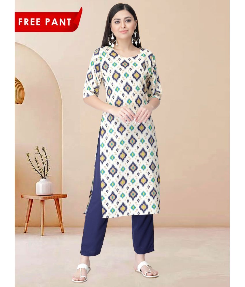     			1 Stop Fashion Pack of 1 Crepe Printed Straight Women's Kurti - ( White )