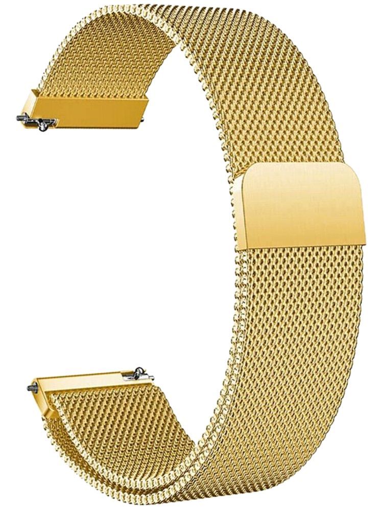     			ACM Watch Strap Magnetic 22mm compatible with Lava Prowatch Vn Smartwatch Luxury Metal Chain Band Champagne Gold