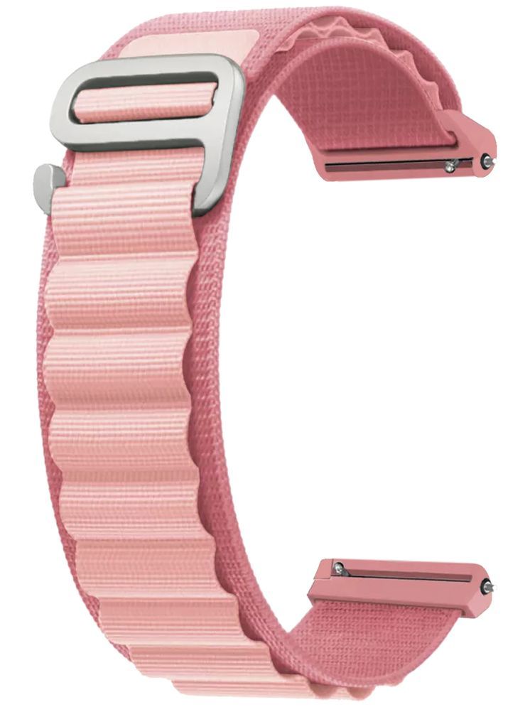     			ACM Watch Strap Nylon 22mm compatible with Noise Noisefit Active 2 Smartwatch Sports Hook Band Creame Pink