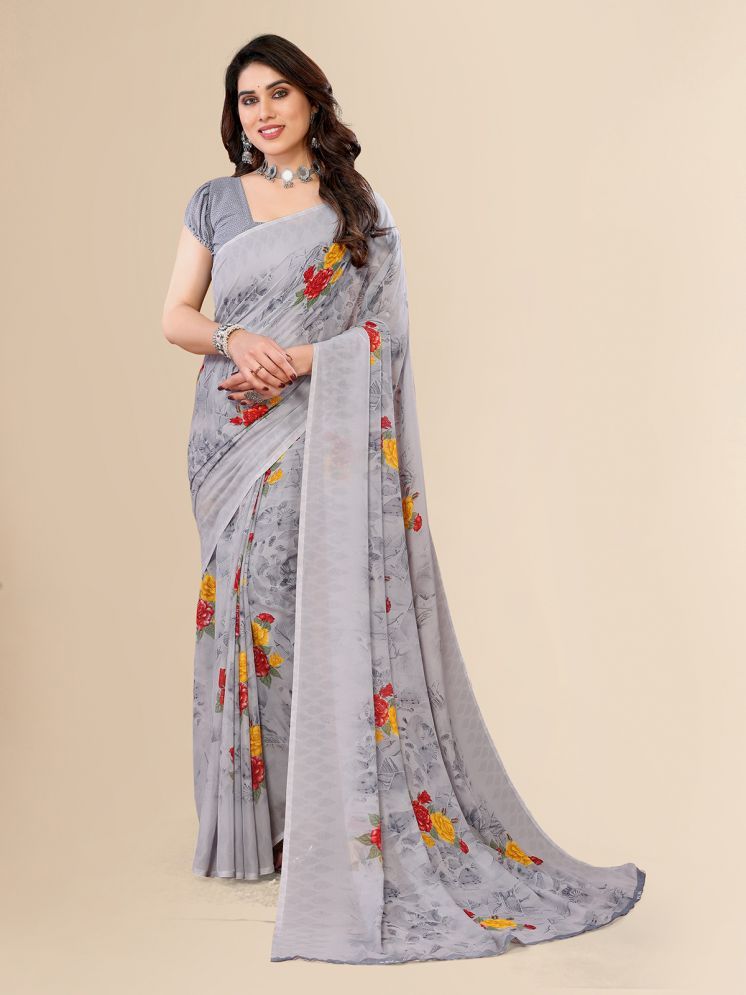     			ANAND SAREES Pack of 1 Georgette Printed Saree With Blouse Piece ( Grey )