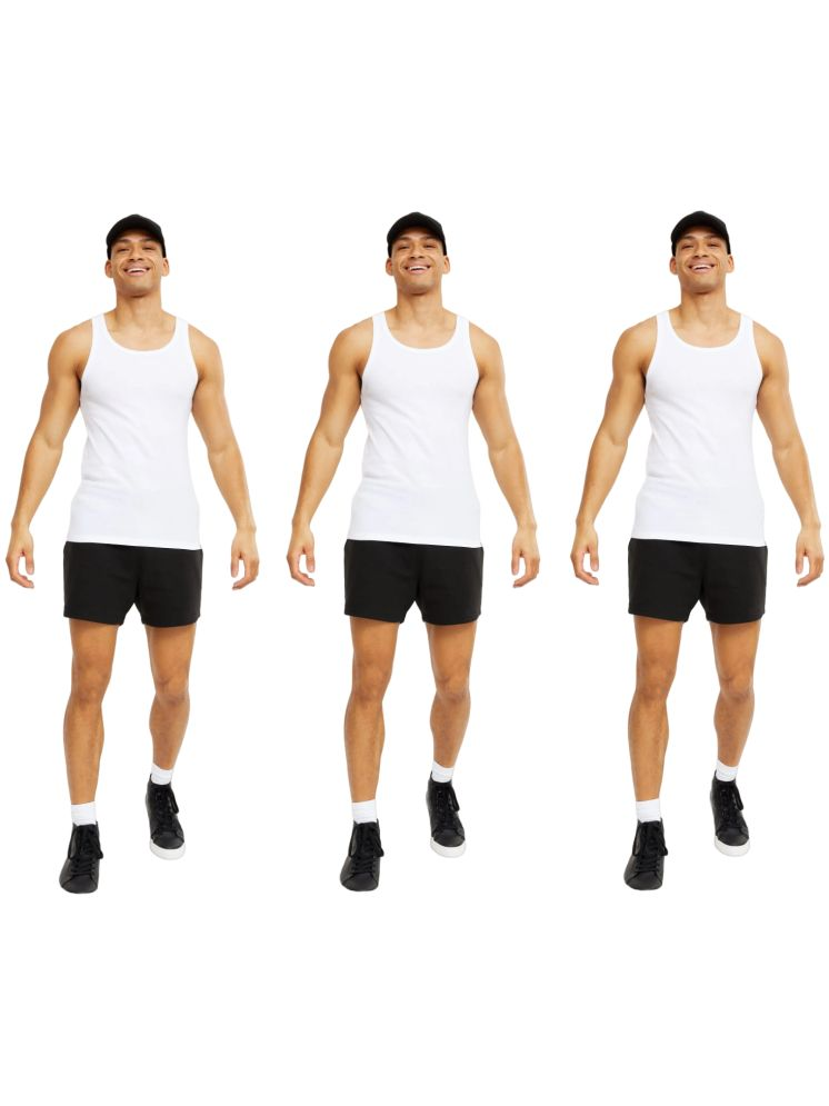     			D1 DIFFERENT ONE Pack of 3 Cotton Basic Vest For Men ( White )