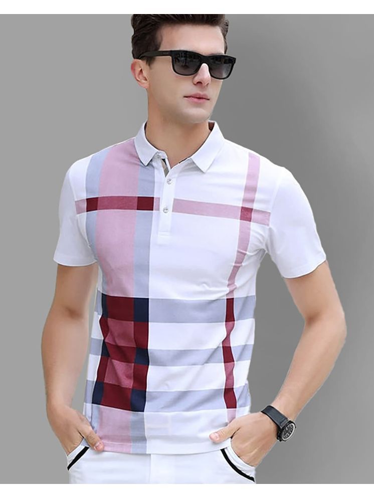     			DENNIN Pack of 1 Cotton Blend Regular Fit Printed Half Sleeves Men's Polo T Shirt ( Red )