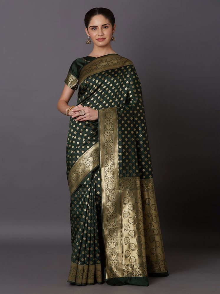     			DIKONA DESIGNER Pack of 1 Banarasi Silk Woven Saree With Blouse Piece ( Green )