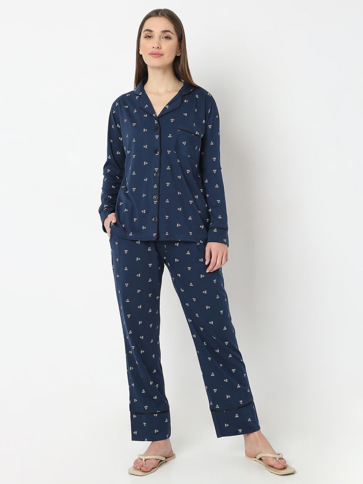     			Smarty Pants Blue Cotton Women's Nightwear Nightsuit Sets ( Pack of 1 )